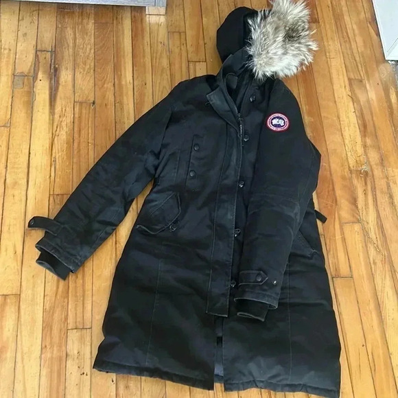 Canada goose black parka with real  fur trim hood kensington - Picture 3 of 15